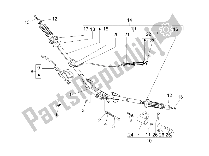 All parts for the Handlebars - Master Cil. Of the Piaggio NRG Power DT 50 2005