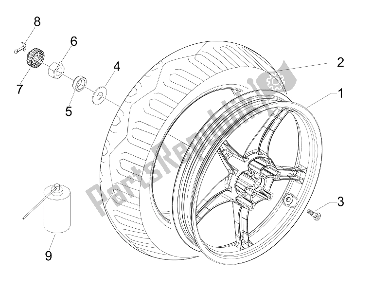 All parts for the Rear Wheel of the Piaggio Liberty 125 4T Delivery E3 2009