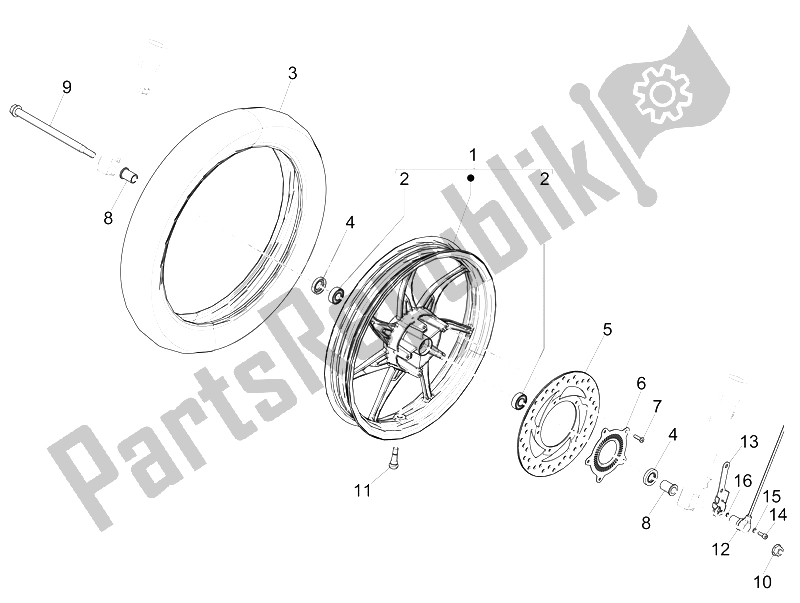 Toutes les pièces pour le Roue Avant du Piaggio Liberty 125 Iget 4T 3V IE ABS Asia 2015