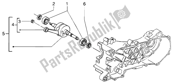 All parts for the Crankshaft of the Piaggio NRG MC3 DT 50 2004