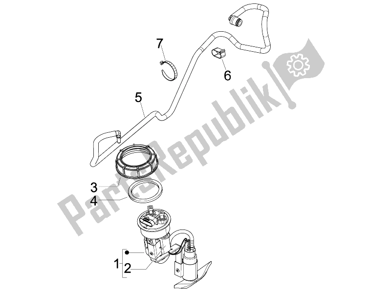 Toutes les pièces pour le Système D'alimentation du Piaggio Beverly 250 Tourer E3 2007