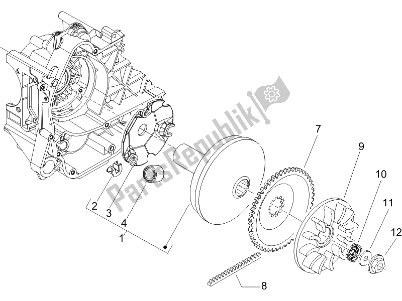 All parts for the Driving Pulley of the Piaggio Liberty 50 4T PTT D 2007