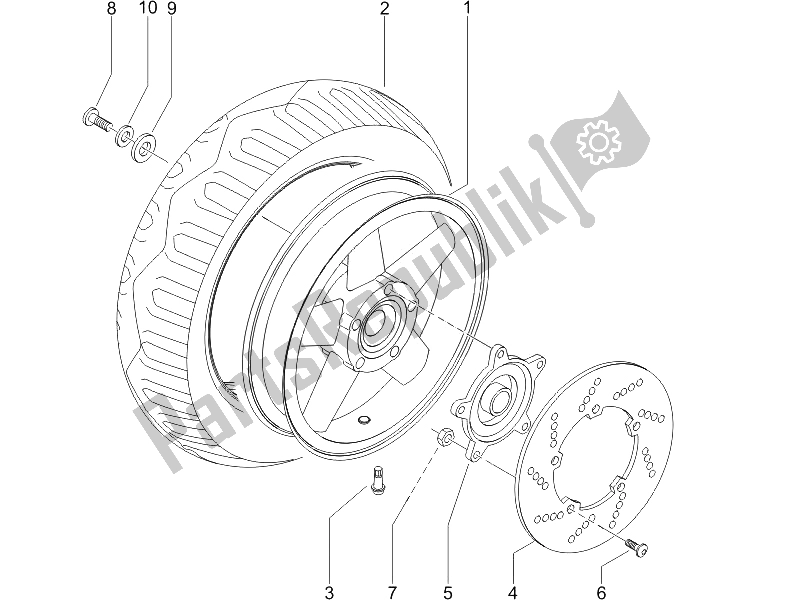 Todas las partes para Rueda Trasera de Piaggio X9 125 Evolution Potenziato UK 2006