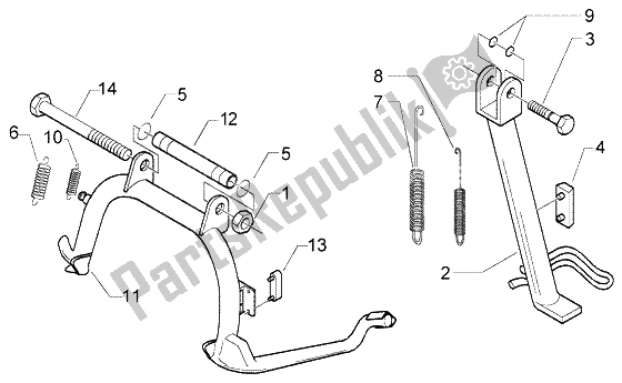 Toutes les pièces pour le Béquille Centrale du Piaggio X8 200 2004