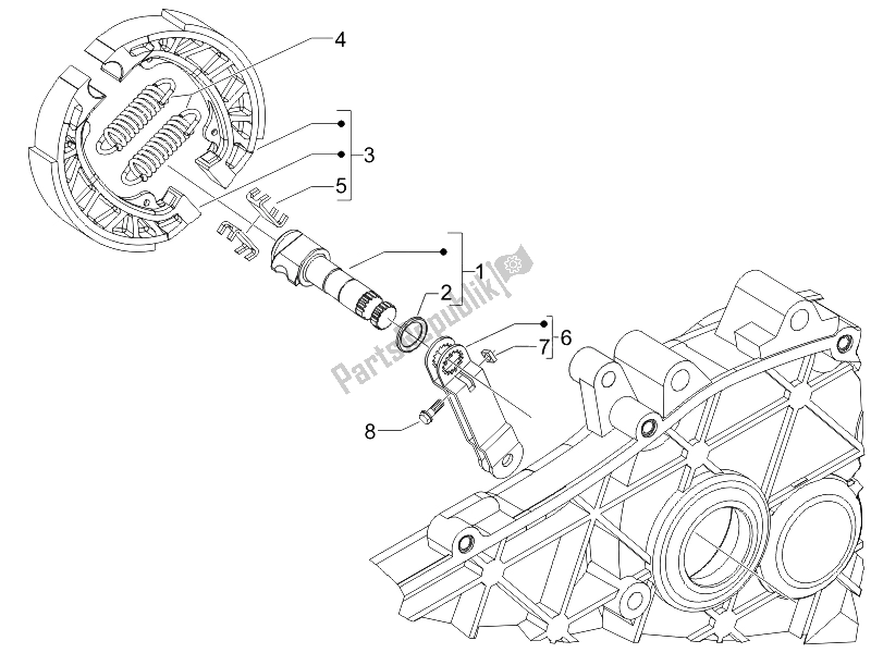 All parts for the Rear Brake - Brake Jaw of the Piaggio Liberty 125 4T E3 UK 2006