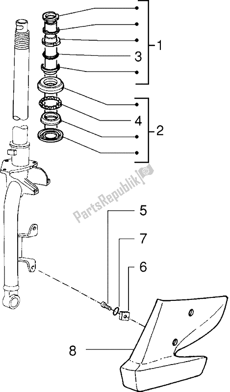 All parts for the Steering Bearing Ball Tracks of the Piaggio Sfera RST 125 1995