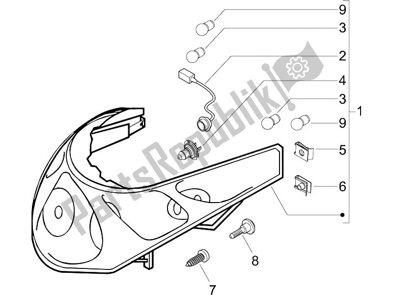 All parts for the Front Headlamps - Turn Signal Lamps of the Piaggio Beverly 250 2005