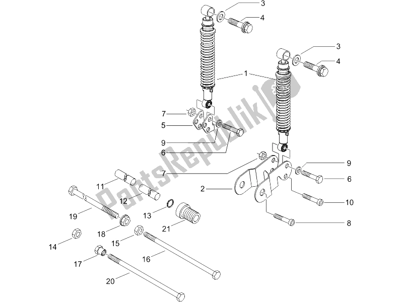 All parts for the Rear Suspension - Shock Absorber/s of the Piaggio X8 250 IE 2005
