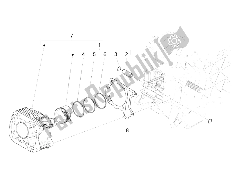 Toutes les pièces pour le Unité Cylindre-piston-axe De Poignet du Piaggio Liberty 50 Iget 4T 3V Emea 2015