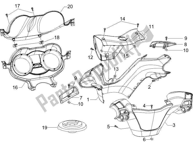 Toutes les pièces pour le Coperture Manubrio du Piaggio X EVO 125 Euro 3 UK 2007