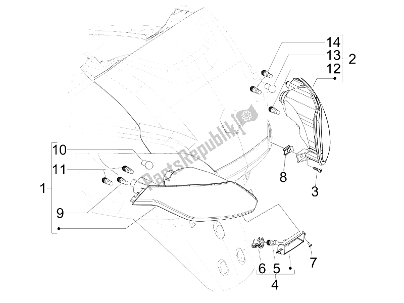 Tutte le parti per il Fanali Posteriori - Indicatori Di Direzione del Piaggio MP3 250 2006