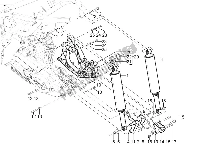 Todas las partes para Suspensión Trasera - Amortiguador / S de Piaggio MP3 300 Yourban LT ERL 2011