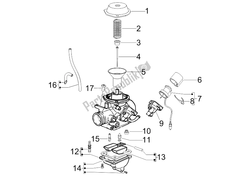 All parts for the Carburetor's Components of the Piaggio Liberty 125 4T 2V E3 2009