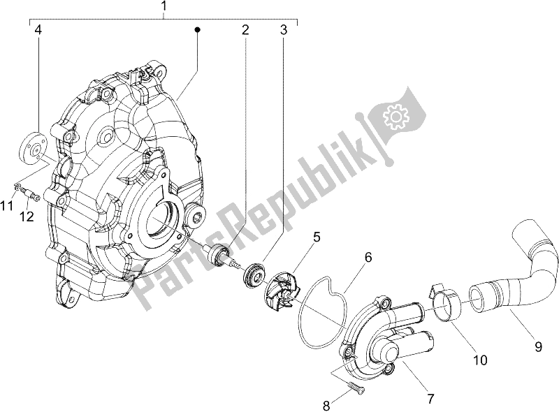 Tutte le parti per il Pompa Di Raffreddamento del Piaggio X9 125 Evolution Powered 2005