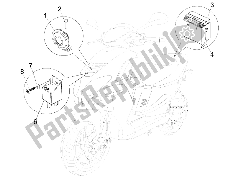 Todas las partes para Interruptores De Control Remoto - Batería - Bocina de Piaggio NRG Power DT Serie Speciale 50 2007