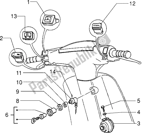 Toutes les pièces pour le Appareils électriques (2) du Piaggio ZIP SP 50 1996