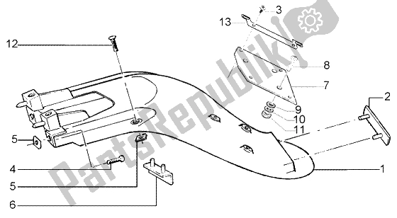 Toutes les pièces pour le Garde-boue Arrière du Piaggio Liberty 200 Leader RST 2002