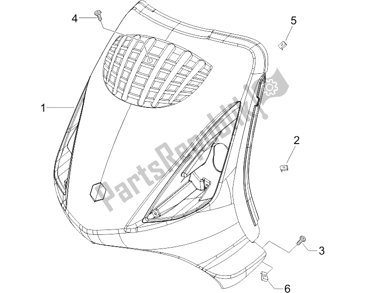 Toutes les pièces pour le Bouclier Avant du Piaggio ZIP 100 4T 2006