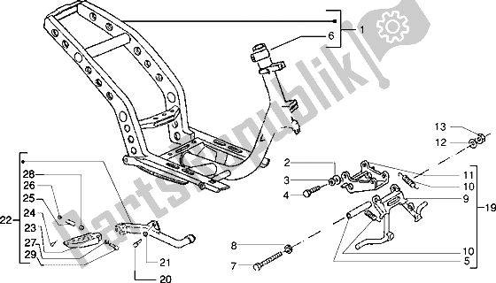 All parts for the Chassis-central Stand of the Piaggio NRG MC3 50 2002