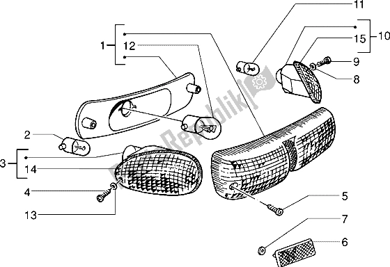 All parts for the Rear Tail Lamp of the Piaggio NTT 50 1995