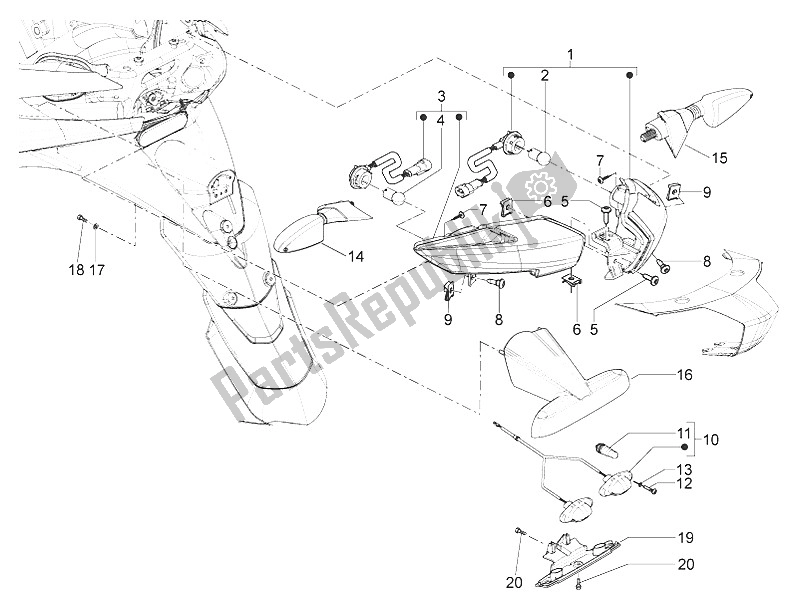 Todas las partes para Faros Traseros - Luces Intermitentes de Piaggio MP3 300 Yourban LT ERL 2011