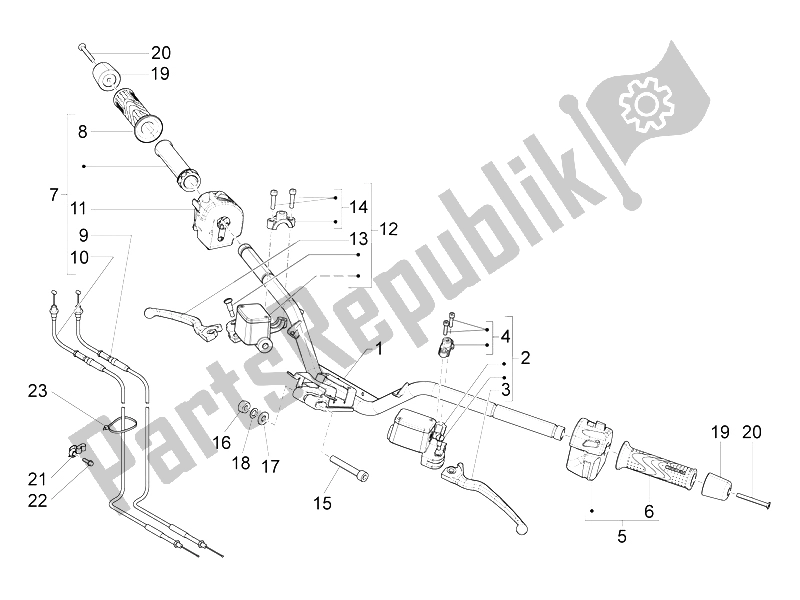 Toutes les pièces pour le Guidon - Master Cil. Du Piaggio X 10 125 4T 4V I E E3 2012