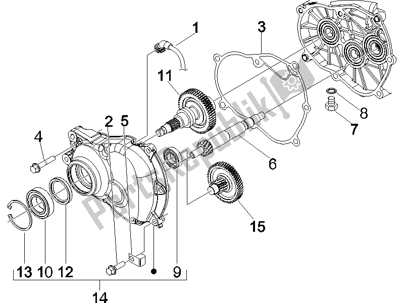 All parts for the Reduction Unit of the Piaggio X8 125 Potenziato UK 2005