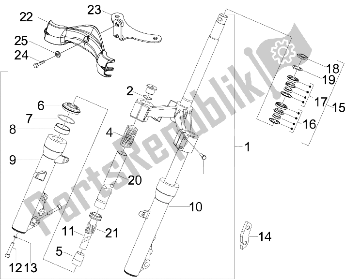 Tutte le parti per il Forcella / Tubo Sterzo - Unità Cuscinetto Sterzo del Piaggio X7 125 IE Euro 3 2009