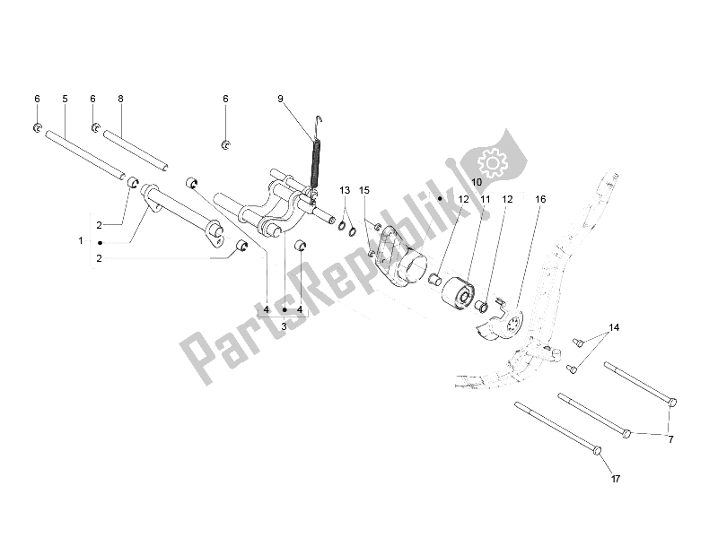 All parts for the Swinging Arm of the Piaggio Liberty 125 4T 2V IE PTT I 2012