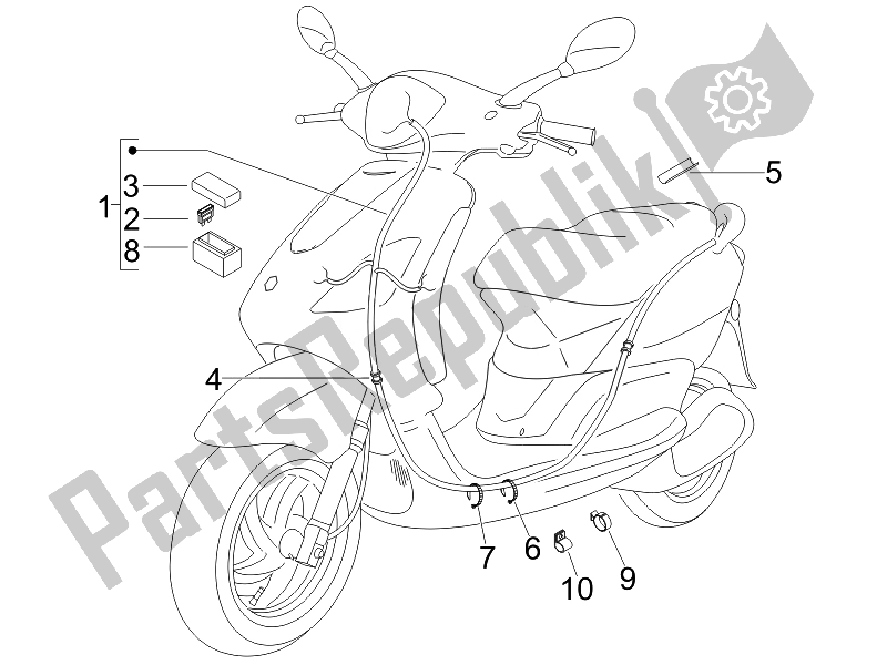 Alle onderdelen voor de Hoofdkabelboom van de Piaggio FLY 125 4T E3 2007