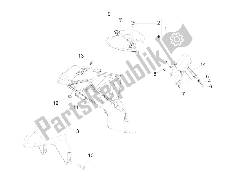 Toutes les pièces pour le Logement De Roue - Garde-boue du Piaggio NRG Power DD H2O CH 50 2011