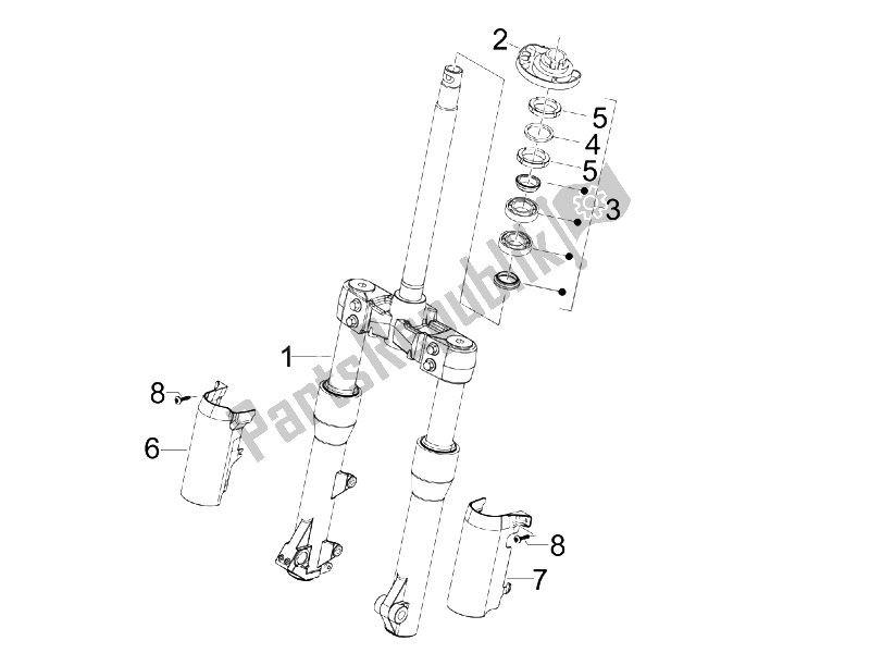 Toutes les pièces pour le Fourche / Tube De Direction - Palier De Direction du Piaggio BV 500 2005