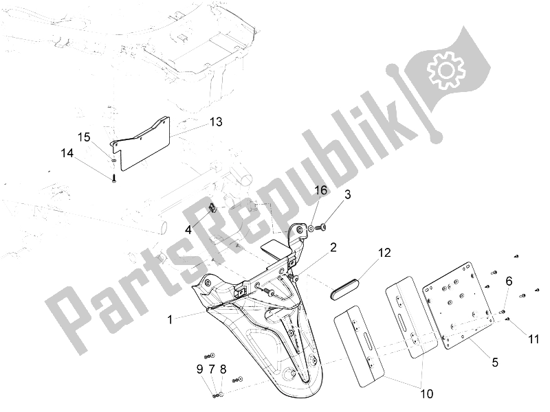 Todas las partes para Cubierta Trasera - Protector Contra Salpicaduras de Piaggio X 10 125 4T 4V I E E3 2012