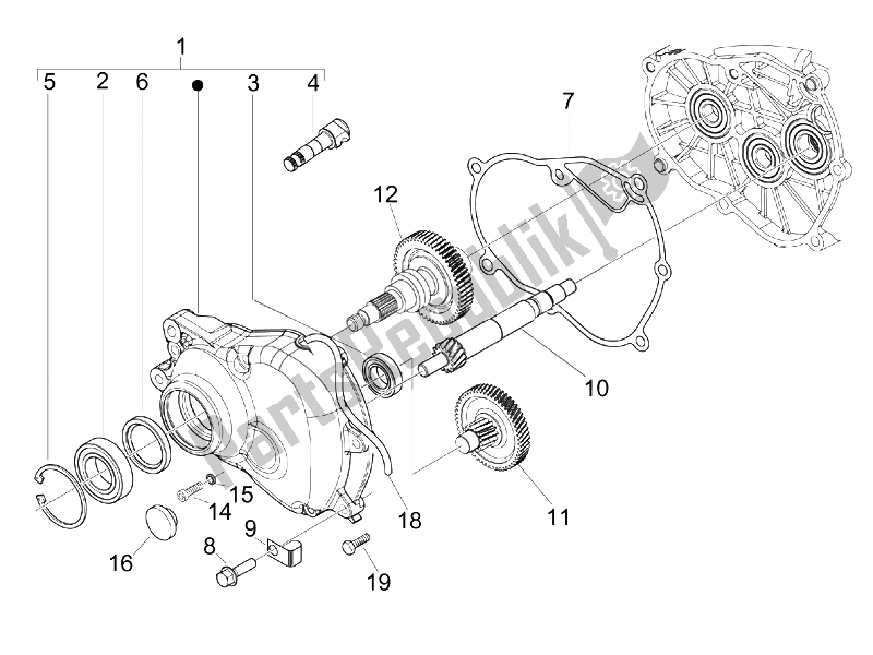 All parts for the Reduction Unit of the Piaggio X8 125 Street Euro 2 2006