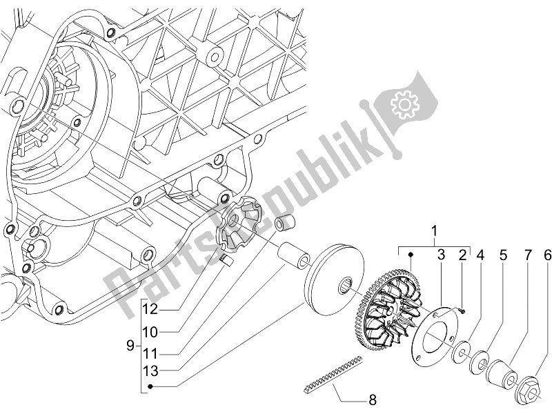 Toutes les pièces pour le Poulie Motrice du Piaggio X8 125 Premium Euro 3 UK 2007