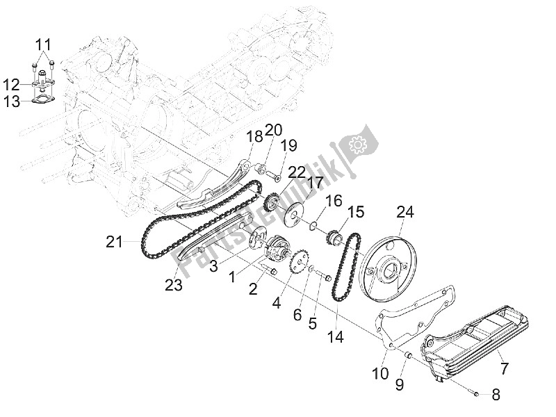 All parts for the Oil Pump of the Piaggio MP3 125 Yourban ERL 2011