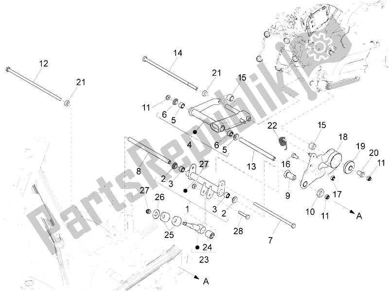 Todas las partes para Brazo Oscilante de Piaggio X 10 350 4T 4V I E E3 2012