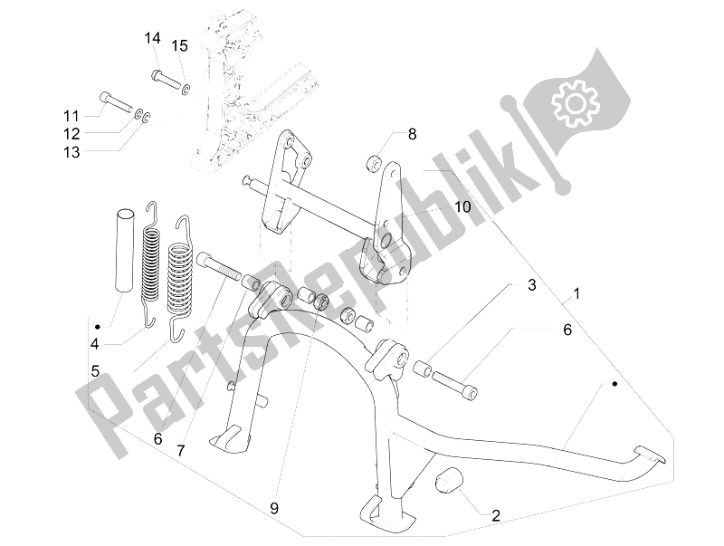 All parts for the Stand/s of the Piaggio MP3 500 Sport Business ABS USA 2015
