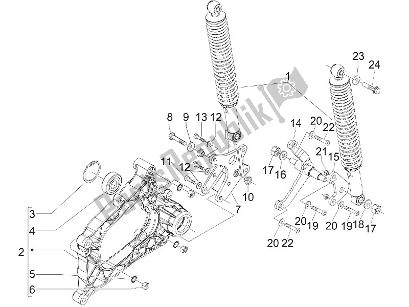 Toutes les pièces pour le Suspension Arrière - Amortisseur / S du Piaggio MP3 300 IE LT Sport 2011