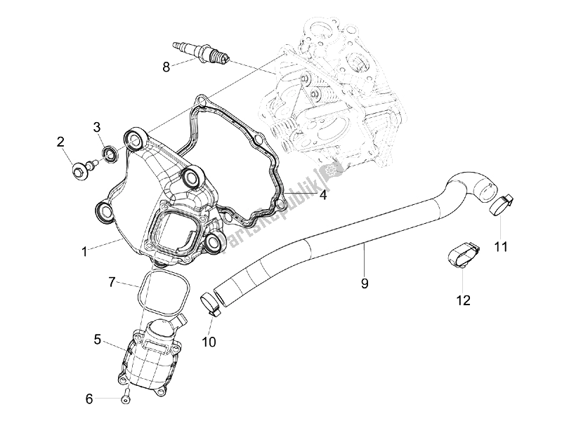 Todas las partes para Cubierta De Tapa De Cilindro de Piaggio Beverly 300 RST S 4T 4V IE E3 2010