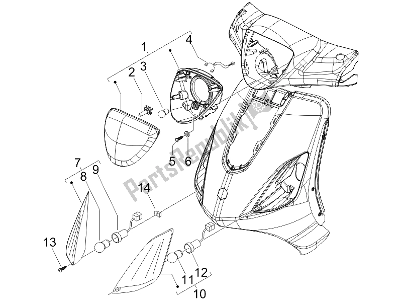 Toutes les pièces pour le Phares Avant - Clignotants du Piaggio FLY 125 4T 2006