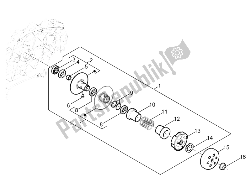 Toutes les pièces pour le Poulie Menée du Piaggio Typhoon 50 4T 4V E2 USA 2012