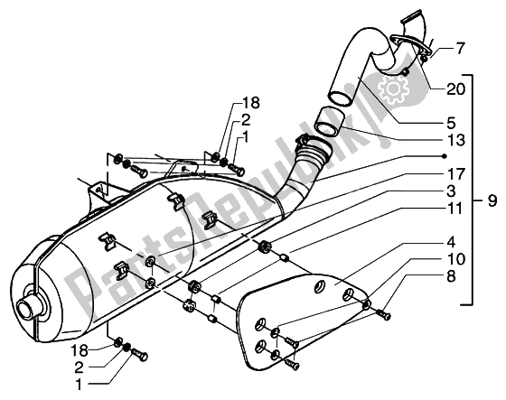Tutte le parti per il Silenziatore del Piaggio Beverly 125 2002