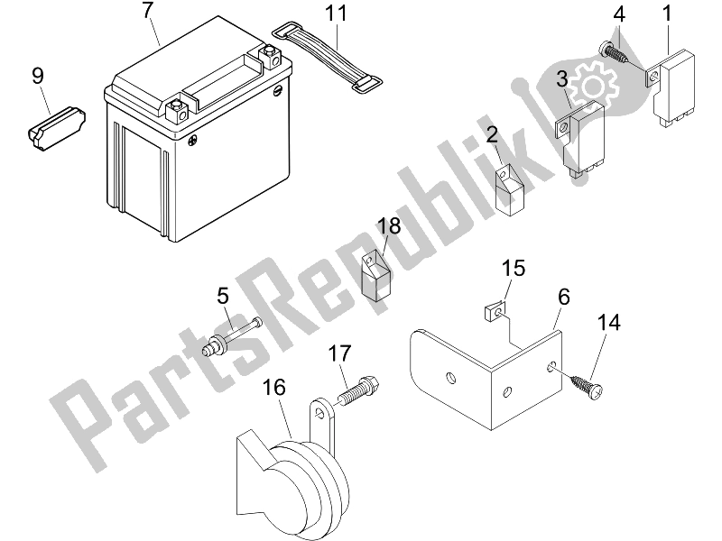 Todas las partes para Interruptores De Control Remoto - Batería - Bocina de Piaggio X9 125 Evolution Euro 3 2007