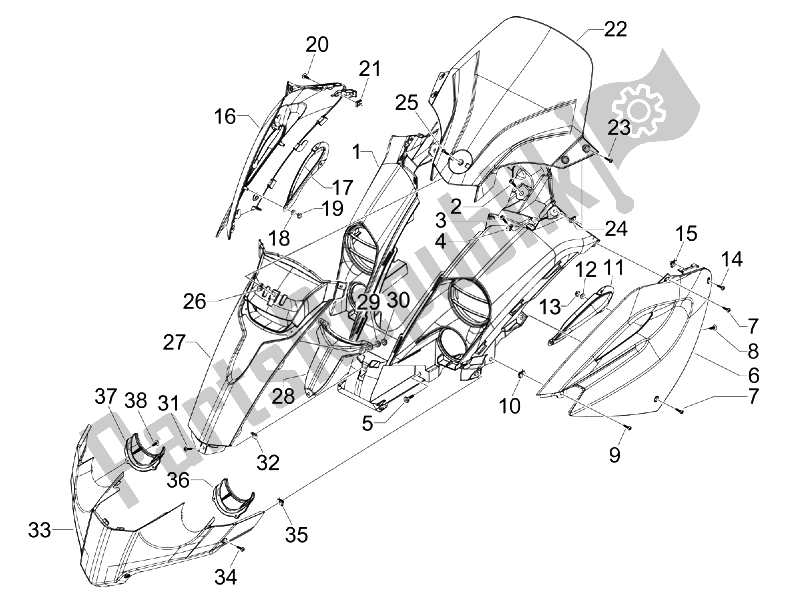 Toutes les pièces pour le Bouclier Avant du Piaggio MP3 500 USA 2007