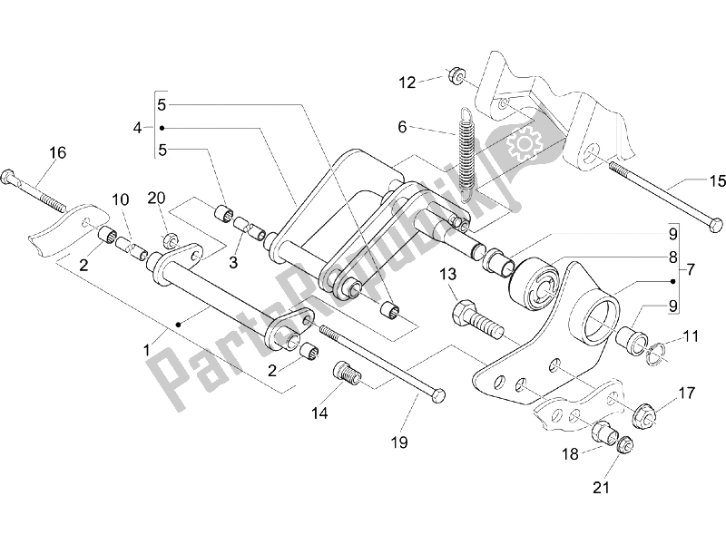 Tutte le parti per il Braccio Oscillante del Piaggio BV 300 IE Tourer USA 2009