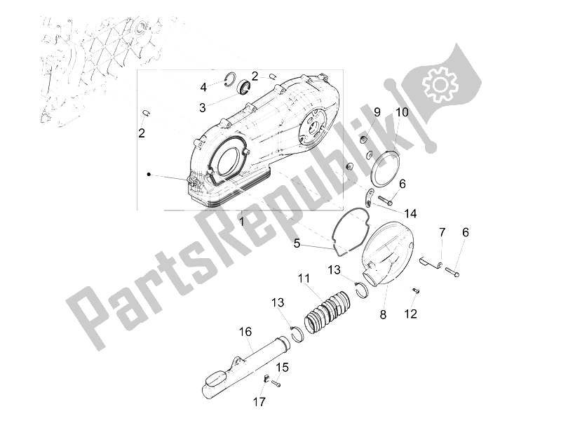 Todas las partes para Tapa Del Cárter - Enfriamiento Del Cárter de Piaggio FLY 150 4T 3V IE Australia 2015