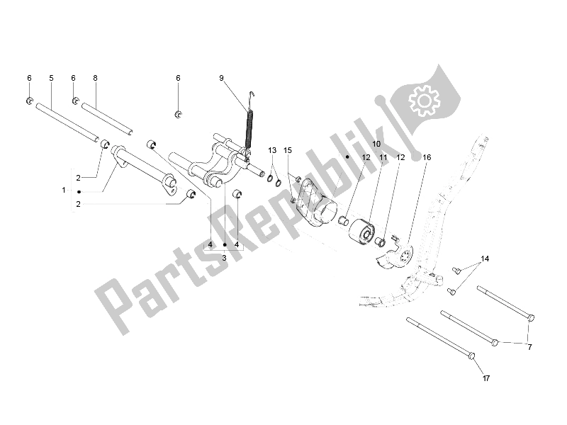 All parts for the Swinging Arm of the Piaggio Liberty 150 4T Sport E3 2008