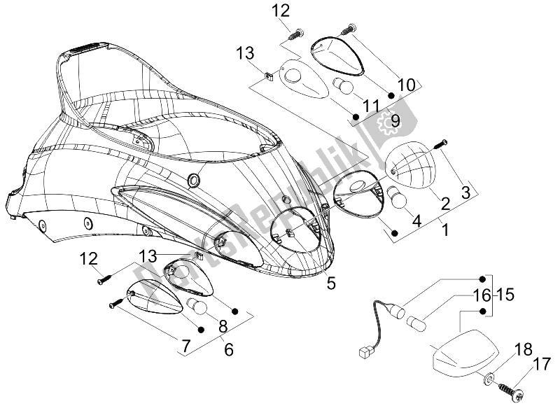 Toutes les pièces pour le Phares Arrière - Clignotants du Piaggio Liberty 150 4T Sport E3 2008