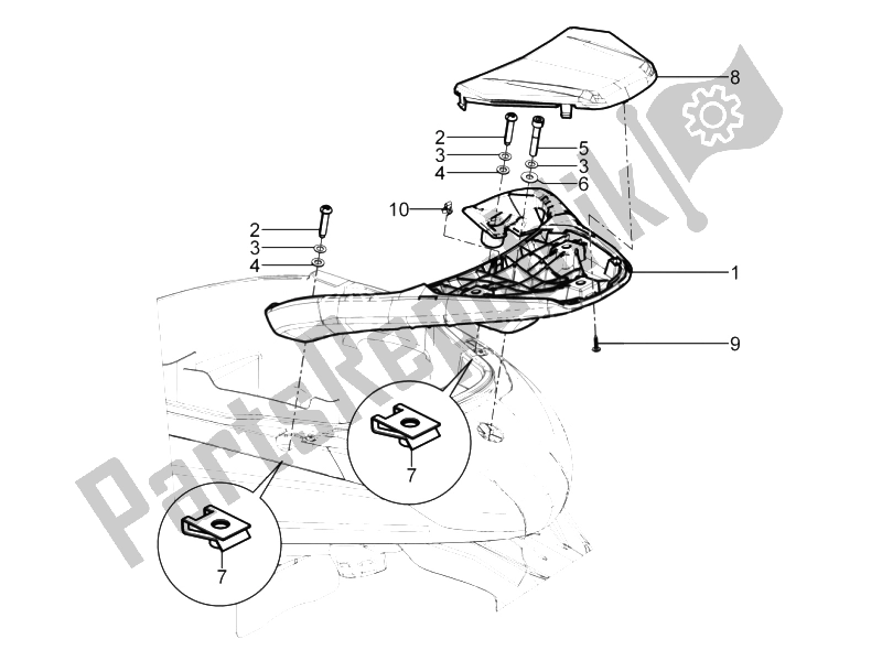 Todas las partes para Portaequipajes Trasero de Piaggio BV 350 4T 4V IE E3 ABS USA 2015